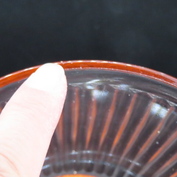 Set of 2, Vintage Pink Depression Glass Ribbed Cereal / Snack/ Soup Bowl - Picture 9 of 9